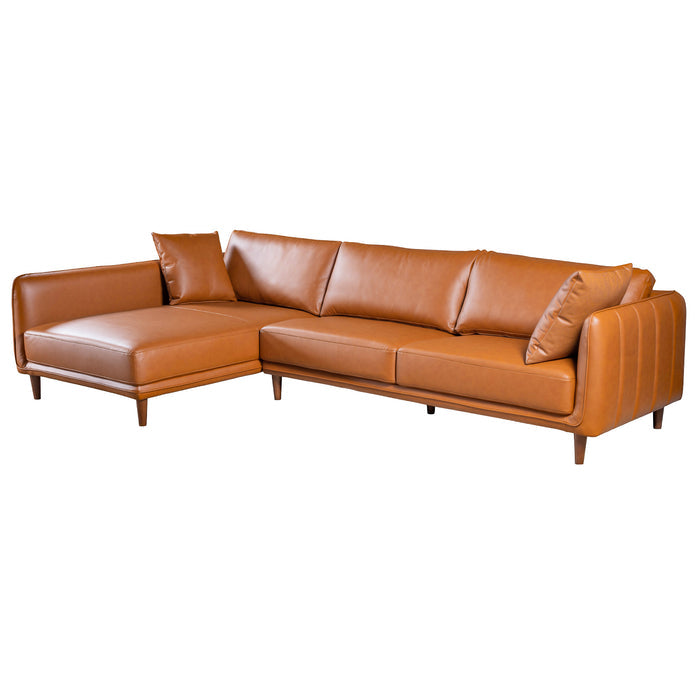 Cairo Cognac PU Leather Chaise Sofa Sectional 117"