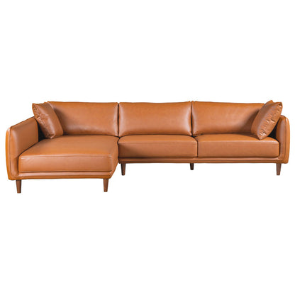 Cairo Cognac PU Leather Chaise Sofa Sectional 117"