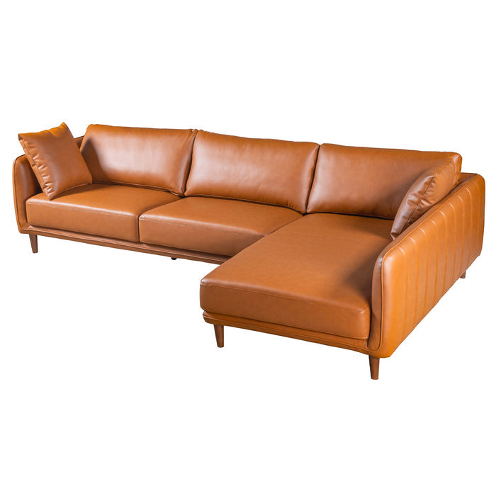 Cairo Cognac PU Leather Chaise Sofa Sectional 117"