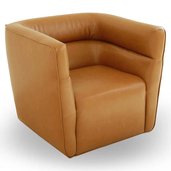 Callan Faux Tan Leather Swivel Chair