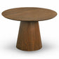 Palamedes Solid Wood Round Table in Walnut with cone-shaped base, perfect for dining in modern spaces.