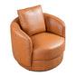 Dylan Cognac Faux Leather Swivel Chair with rounded shape and plush cushion for comfort and style in any modern space.