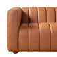 Elrosa Channel Tufted Cognac Faux Leather Sofa 88"