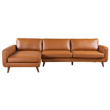 Garland MCM Faux Leather L Shaped Chaise Sofa Sectional 111"