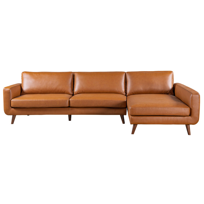 Garland MCM Faux Leather L Shaped Chaise Sofa Sectional 111"