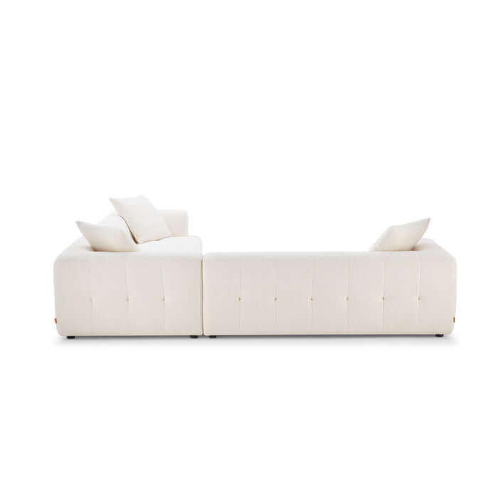 Kaynes L Shape Sectional Corner Sofa in Ivory Boucle 120"