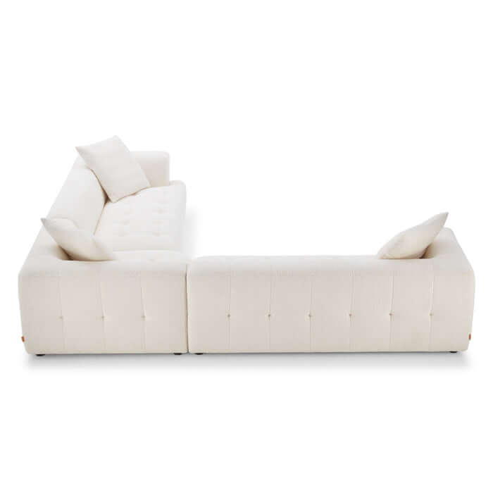 Kaynes L Shape Sectional Corner Sofa in Ivory Boucle 120"