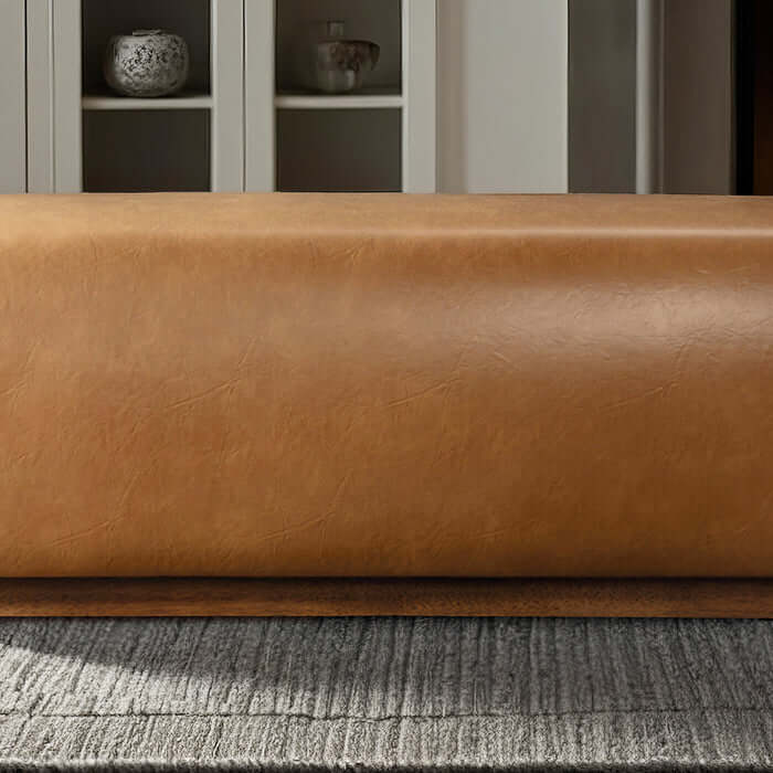 Kelvin Vegan Tan Leather Bench 47"