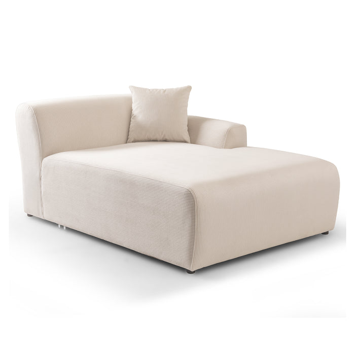 Mar Corduroy U-Shape Dual Chaise Sectional Sofa Cream 149"