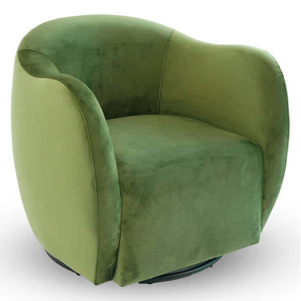 Renee Swivel Lounge Chair in Green Velvet