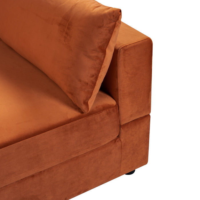 Uptown Burnt Orange Velvet Modular Sofa Sectional