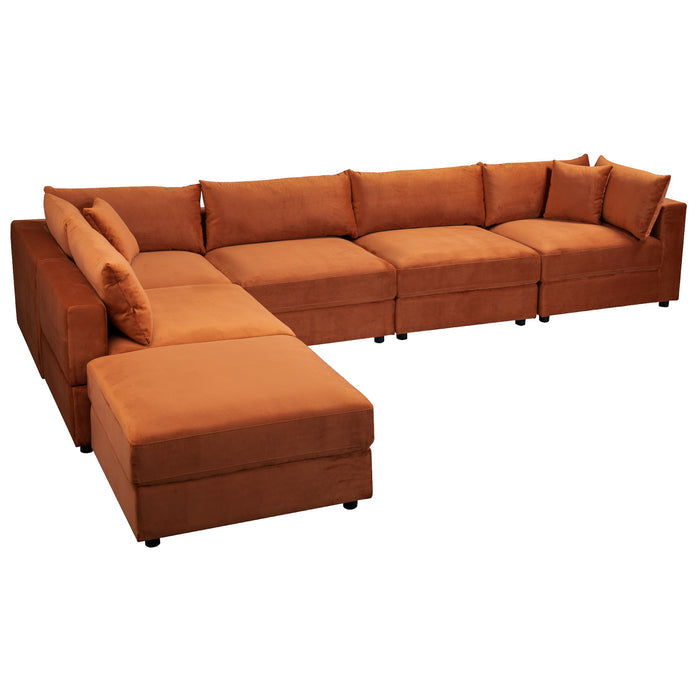 Uptown Burnt Orange Velvet Modular Sofa Sectional