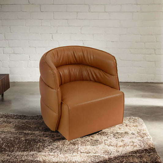 Walden Tufted Faux Leather Upholstered Swivel Chair