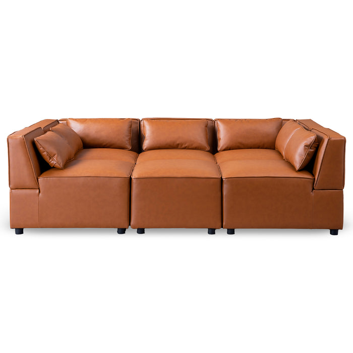 Wexford Cognac PU Leather 5 Pc Modular Sofa Sectional