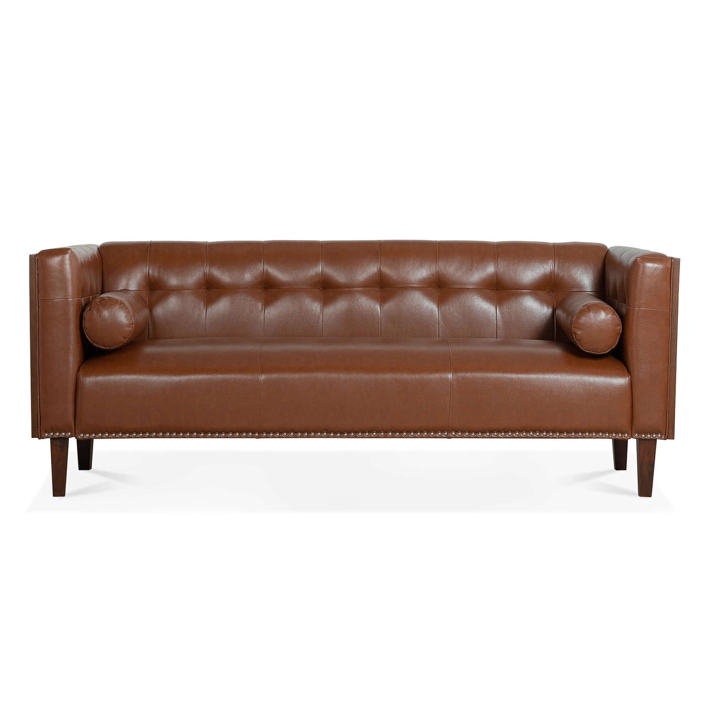 MCM Tufted Faux Leather Sofa 79"