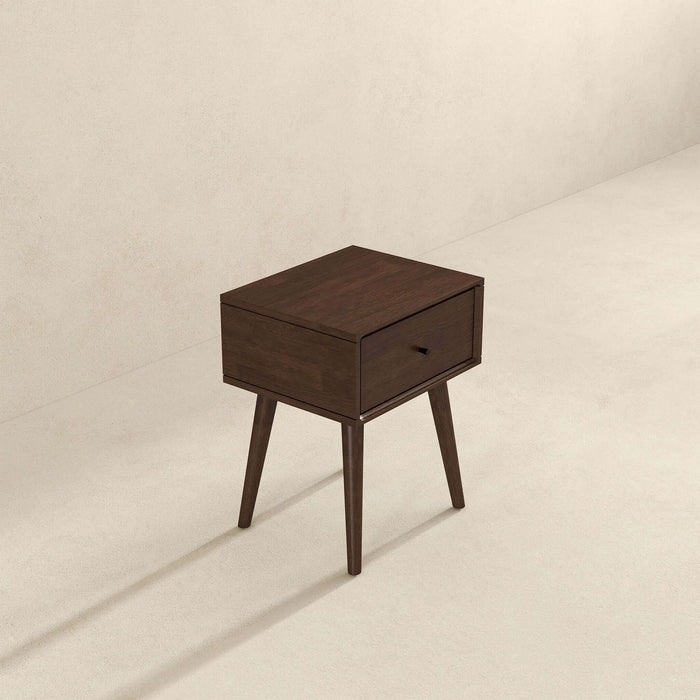 Avery MCM Solid Wood Nightstand with Drawer