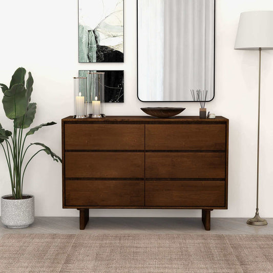 Dubrovnik Solid Wood Walnut 6 Drawer Dresser (47")