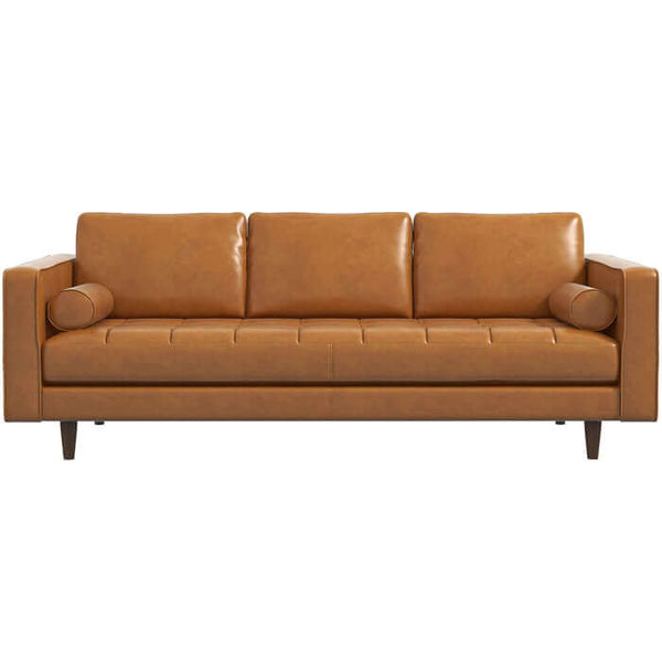 Catherine MCM Styled Tufted Leather Sofa Couch (84