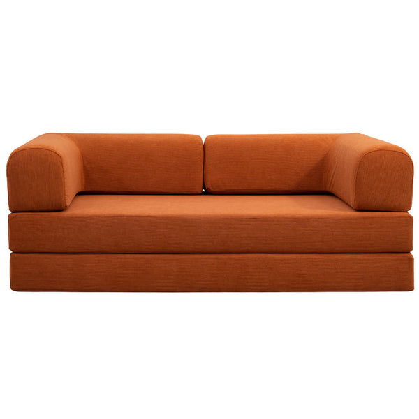 Estelle Modern Orange Corduroy Convertible Sofa Daybed 78