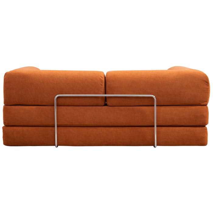 Estelle Modern Orange Corduroy Convertible Sofa Daybed 78"