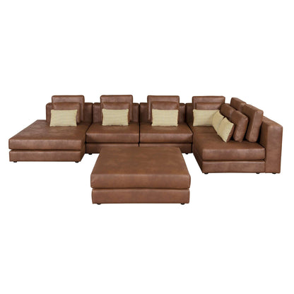 Modular Minimalist U Shape Sectional Sofa w/ Ottoman 113" (2 Colors)