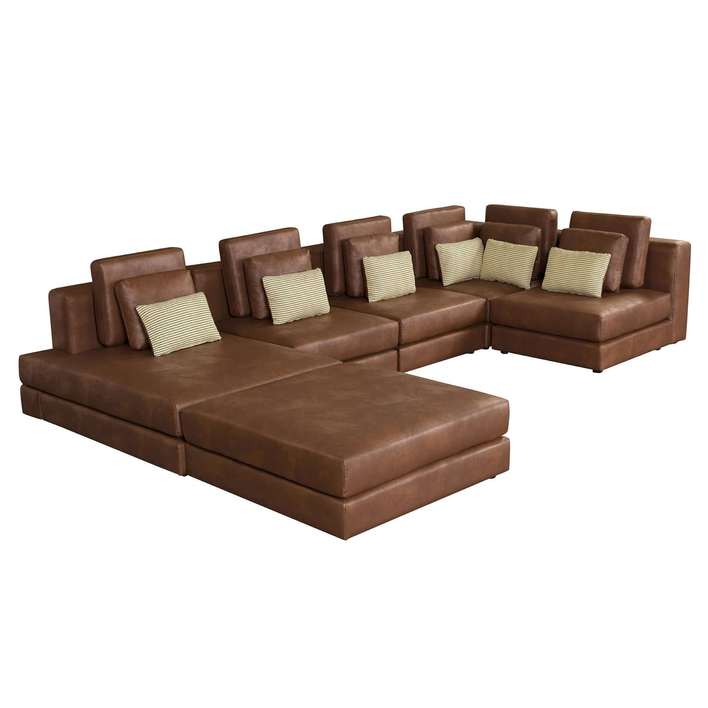 Modular Minimalist U Shape Sectional Sofa w/ Ottoman 113" (2 Colors)