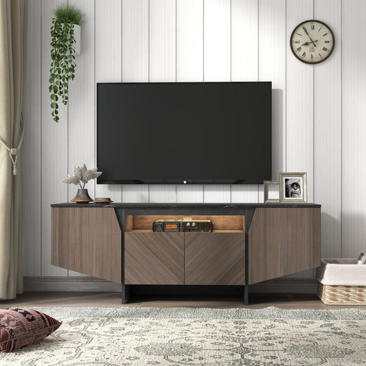 Modern Media Console TV Stand w/ LED Lighting 63"