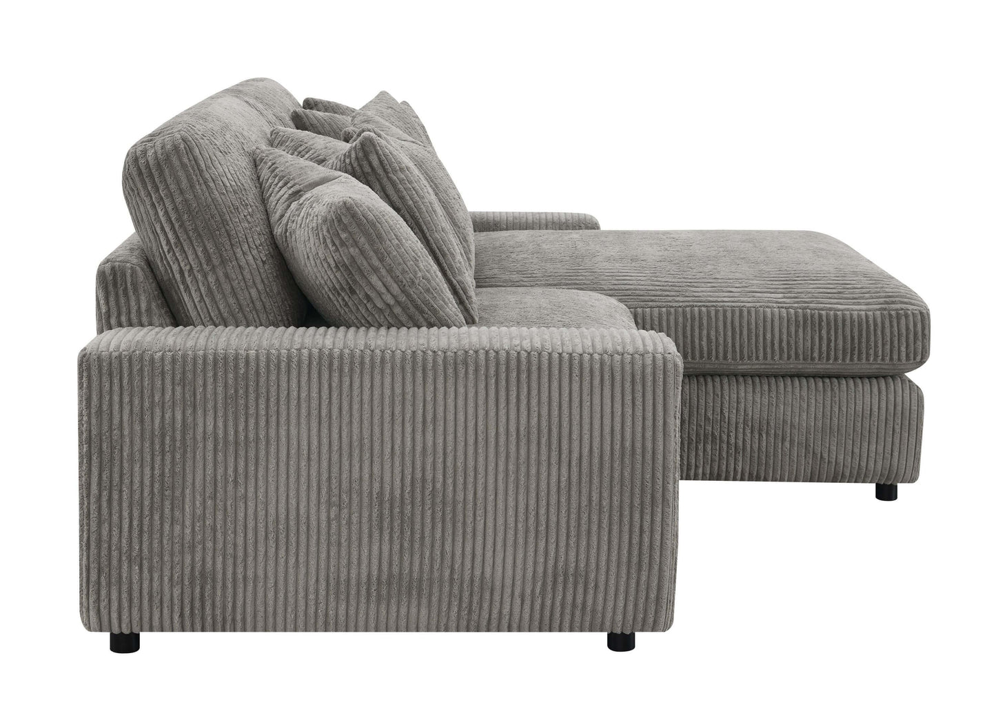 Tavia Corduroy Sectional RF Chaise Sofa, Gray 84" - Revel Sofa 