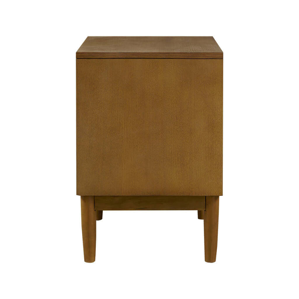 MCM Styled 2 Drawer Solid Wood Nightstand, Natural Walnut - Revel Sofa 