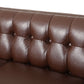 Mirod MCM Tufted Faux Leather 3 Seat Sofa 76"