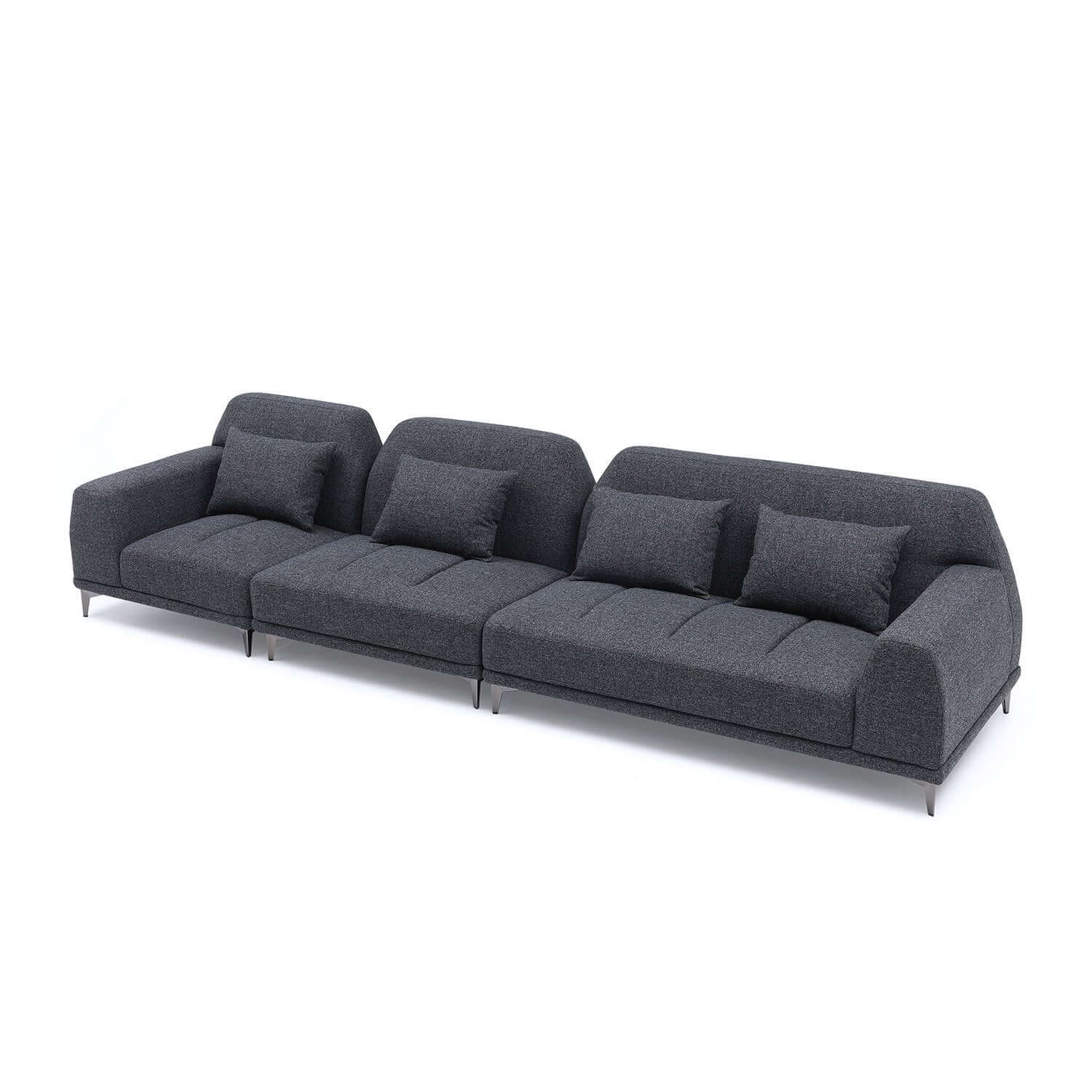 Modern Tufted Customizable Modular Sectional Sofa in Gray 147" - Revel Sofa 