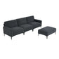 MCM Velvet Sectional Sofa with Ottoman in Gray or Black 104"