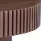 Close-up of the pedestal base detailing on the Round MDF Wood Coffee Table for living room (39") with modern design.