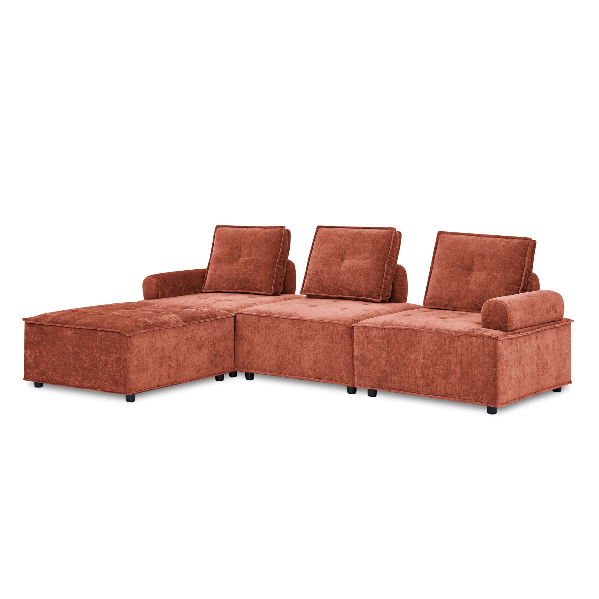 Modular Sectional Sofa Wrapped in Soft Chenille Fabric 99” - Revel Sofa 