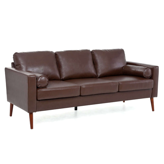 MCM Faux Leather 3 Seat Sofa 77"