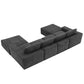 Modular U Shape Dual Chaise Chenille Fabric Sectional Sofa in dark grey, 110 inches, versatile modular design for customizable layouts