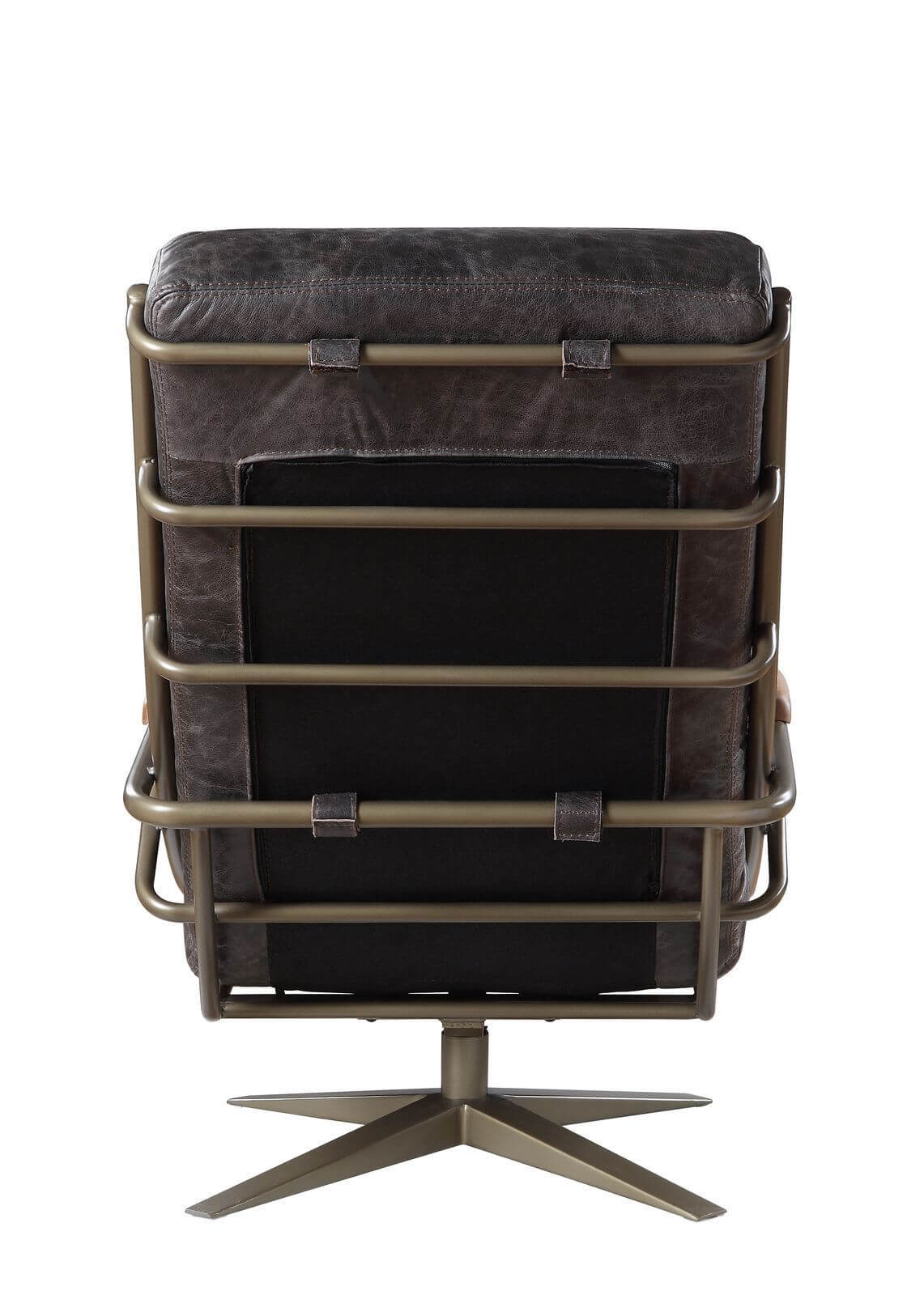 Ekin Channel Tufted Swivel Lounge Chair, Top Grain Leather in Dark Espresso - Revel Sofa 