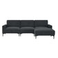 MCM Velvet Sectional Sofa with Ottoman in Gray or Black 104"