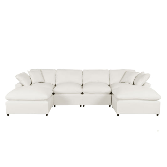 Modern Plush U-Shape Modular 2 Ottoman Sectional Sofa 134" (2 Colors)