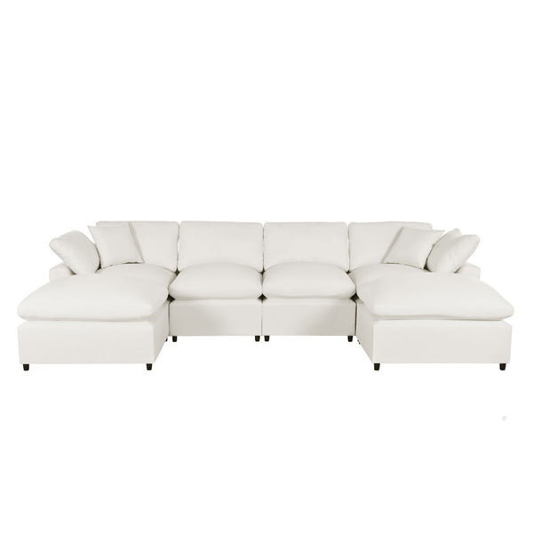 Modern Plush U-Shape Modular 2 Ottoman Sectional Sofa 134 (2 Colors)