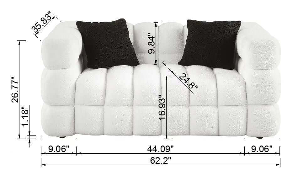 Modern Tufted Marshmallow Boucle Sofa (3 Colors)