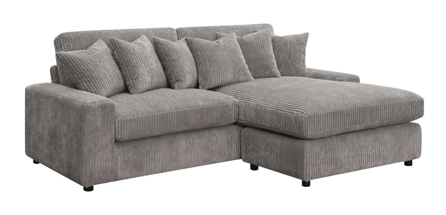 Tavia Corduroy Sectional RF Chaise Sofa, Gray 84" - Revel Sofa 