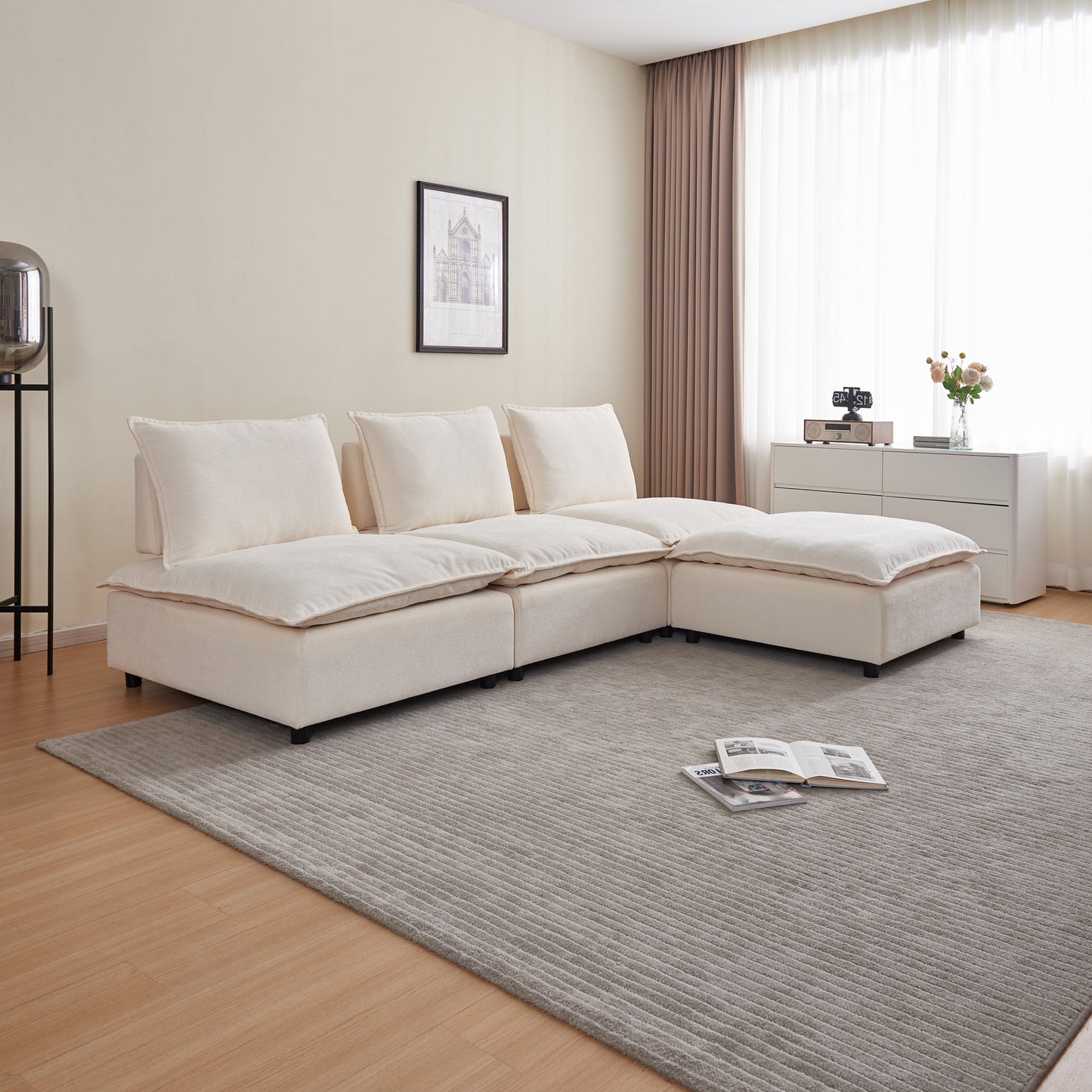 Modern Cloud Armless Modular Sectional Sofa (4 Colors - Various Sizes)