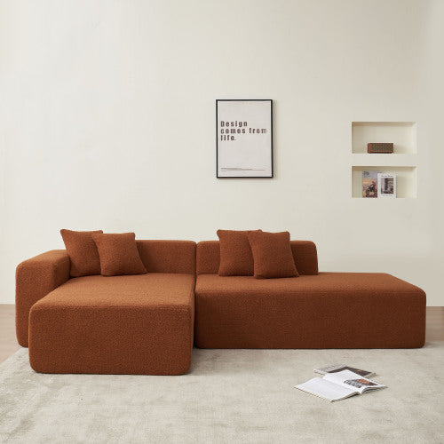 Contemporary Low Profile Sectional Chaise Foam Sofa 105" (3 Colors)