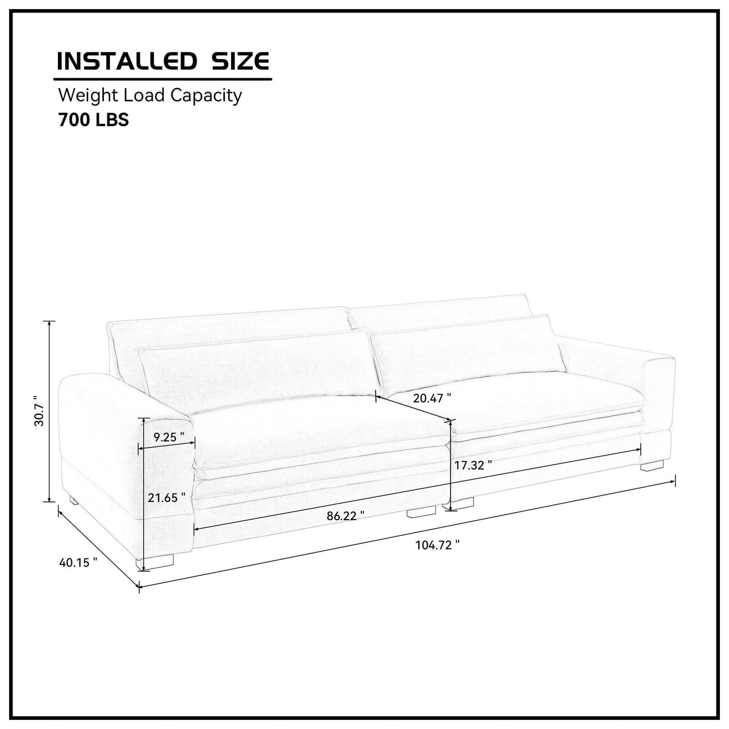 Modern Low Profile Fabric Sofa 104" (4 Colors)