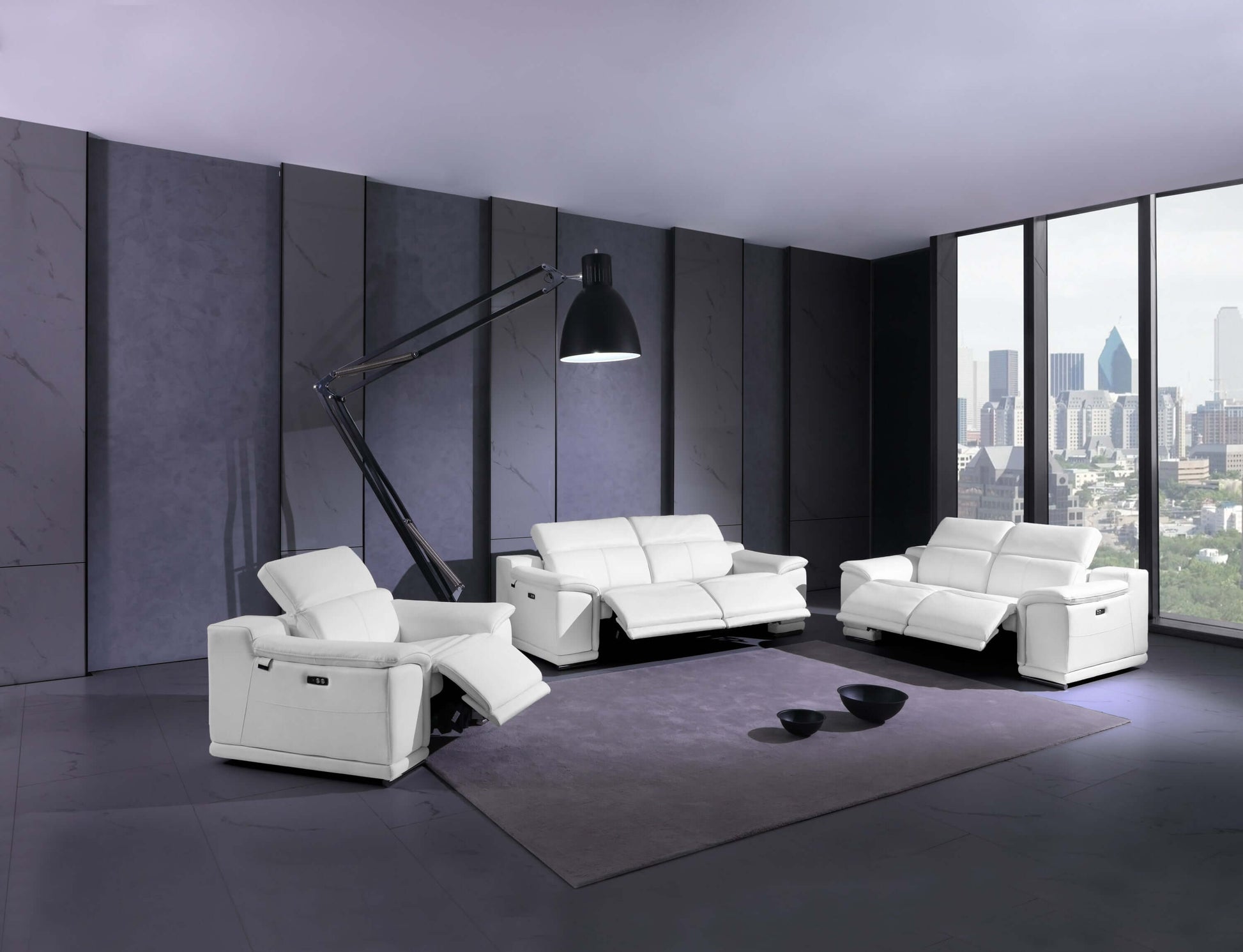 Genuine Leather Power Reclining Sofa, White 87” - Revel Sofa 