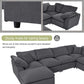 Modern Low Profile Modular U-Shaped Sectional Sofa with Ottoman in Gray or Beige 129" - Revel Sofa 