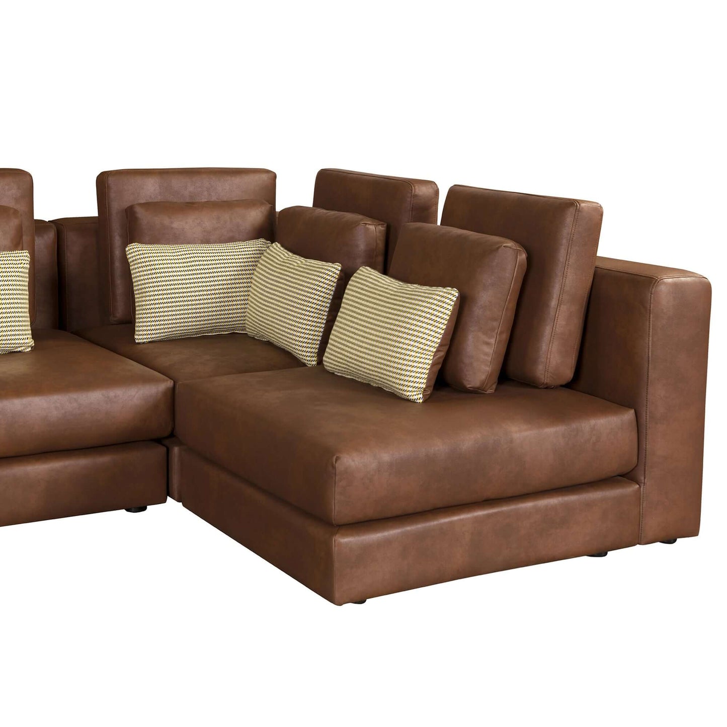 Modular Corner Sectional Sofa with Movable Ottoman in Brown or Black (113")