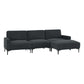 MCM Velvet Sectional Sofa with Ottoman in Gray or Black 104"