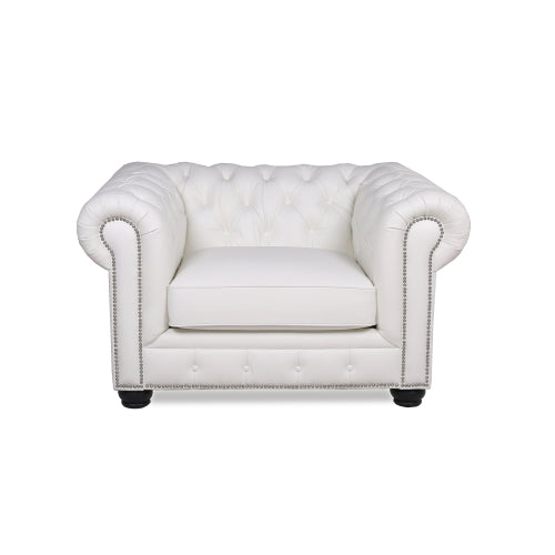 Classic Chesterfield Tufted Leather Nailhead Chair